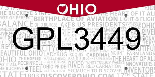 GPL3449 Ohio License Plate