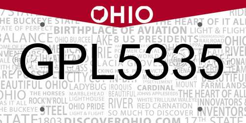 GPL5335 Ohio License Plate