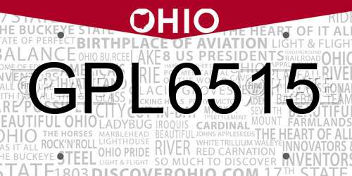GPL6515 Ohio License Plate