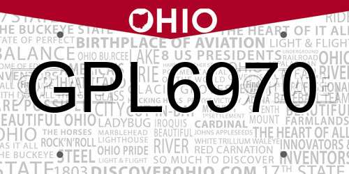 GPL6970 Ohio License Plate