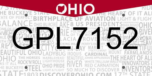 GPL7152 Ohio License Plate