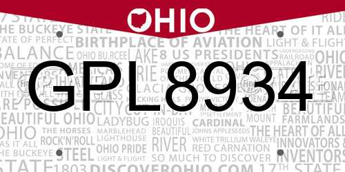 GPL8934 Ohio License Plate