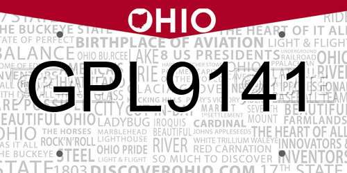 GPL9141 Ohio License Plate
