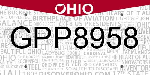 GPP8958 Ohio License Plate