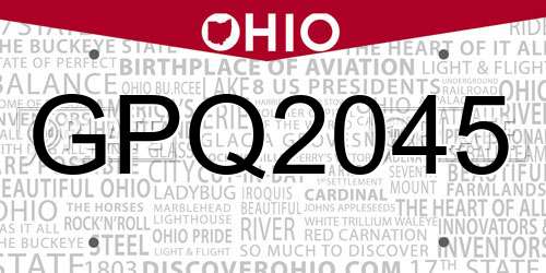 GPQ2045 Ohio License Plate