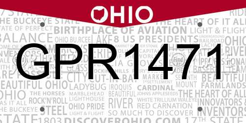 GPR1471 Ohio License Plate
