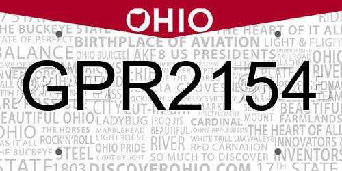 GPR2154 Ohio License Plate