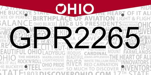 GPR2265 Ohio License Plate