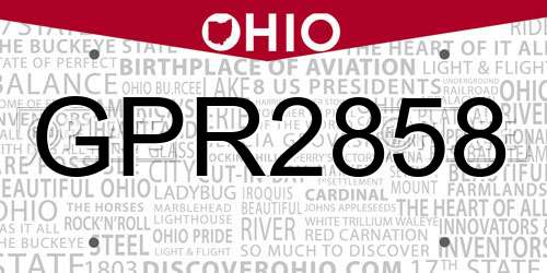 GPR2858 Ohio License Plate