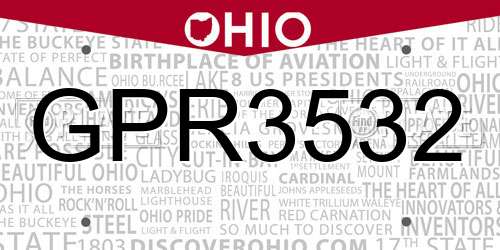 GPR3532 Ohio License Plate