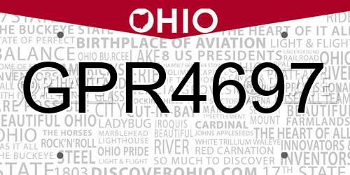 GPR4697 Ohio License Plate