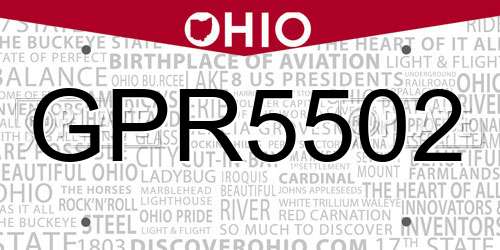 GPR5502 Ohio License Plate