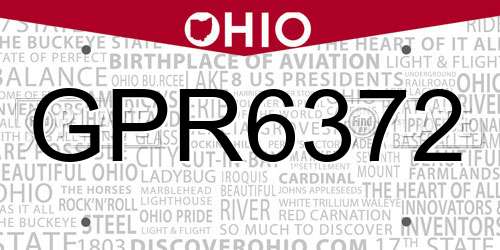 GPR6372 Ohio License Plate