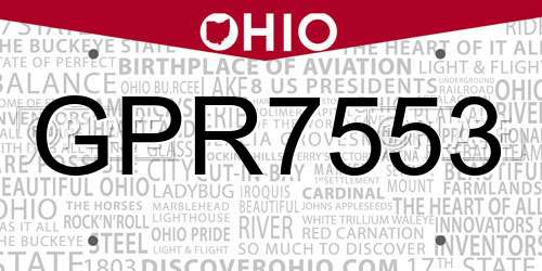 GPR7553 Ohio License Plate