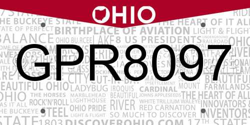 GPR8097 Ohio License Plate