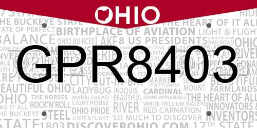 GPR8403 Ohio License Plate