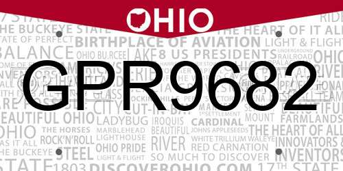 GPR9682 Ohio License Plate