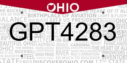 GPT4283 Ohio License Plate
