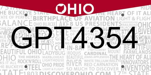 GPT4354 Ohio License Plate
