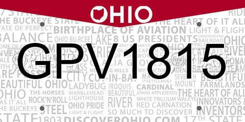 GPV1815 Ohio License Plate