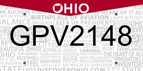 GPV2148 Ohio License Plate