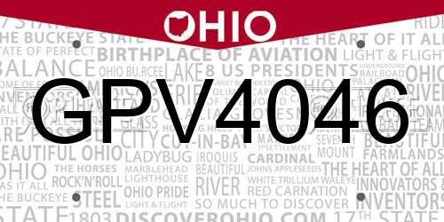 GPV4046 Ohio License Plate