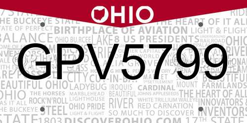 GPV5799 Ohio License Plate