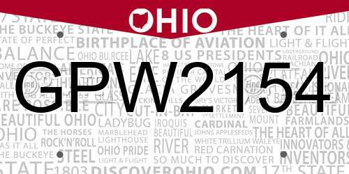 GPW2154 Ohio License Plate
