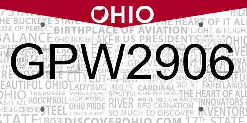 GPW2906 Ohio License Plate
