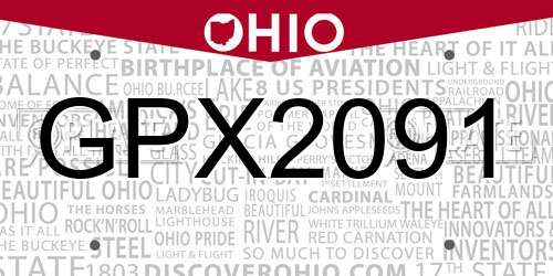 GPX2091 Ohio License Plate