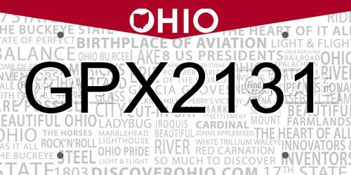 GPX2131 Ohio License Plate