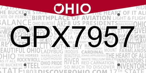 GPX7957 Ohio License Plate