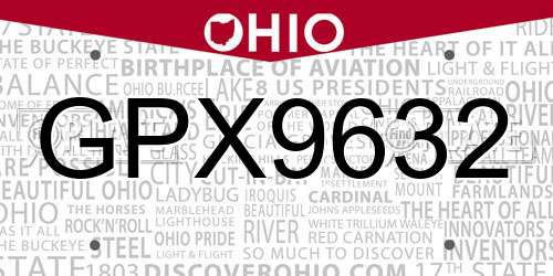 GPX9632 Ohio License Plate