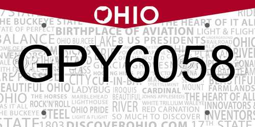 GPY6058 Ohio License Plate
