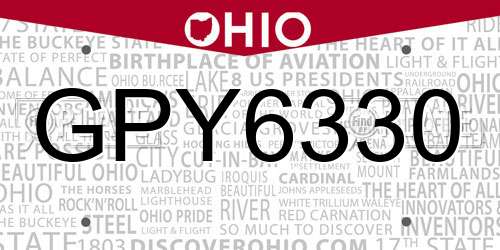 GPY6330 Ohio License Plate