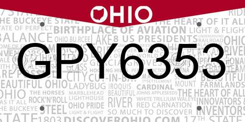 GPY6353 Ohio License Plate
