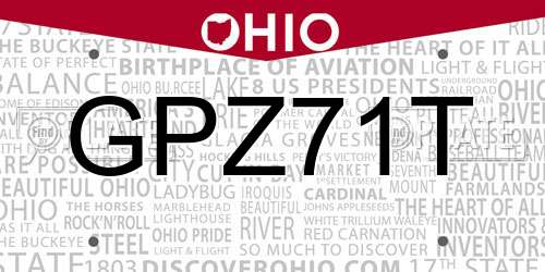 GPZ71T Ohio License Plate