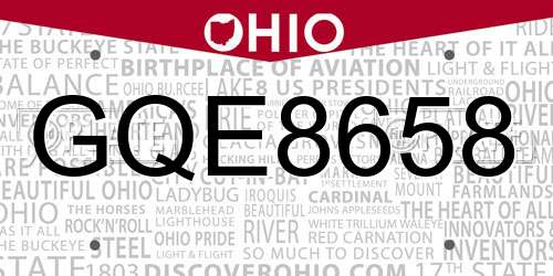 GQE8658 Ohio License Plate