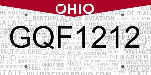 GQF1212 Ohio License Plate
