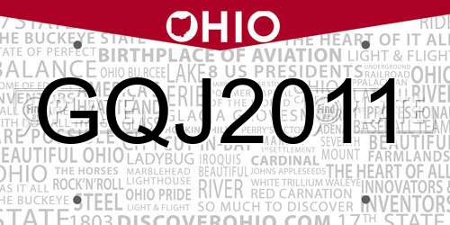 GQJ2011 Ohio License Plate