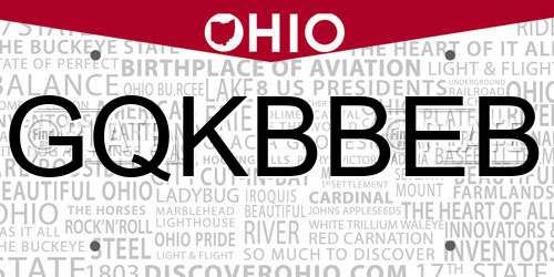 GQKBBEB Ohio License Plate