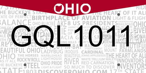 GQL1011 Ohio License Plate