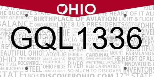 GQL1336 Ohio License Plate