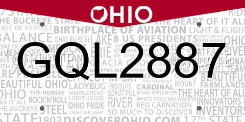 GQL2887 Ohio License Plate