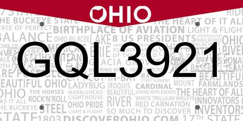 GQL3921 Ohio License Plate