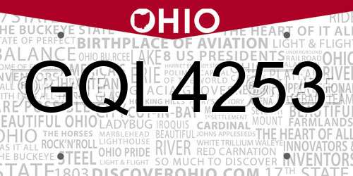 GQL4253 Ohio License Plate