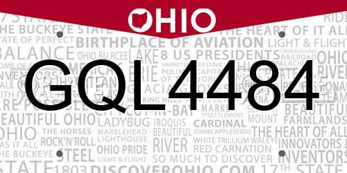 GQL4484 Ohio License Plate