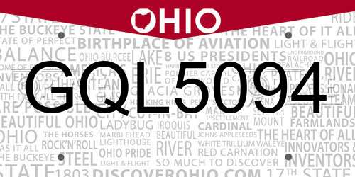 GQL5094 Ohio License Plate