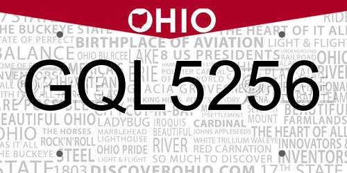 GQL5256 Ohio License Plate
