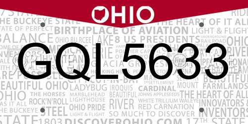 GQL5633 Ohio License Plate